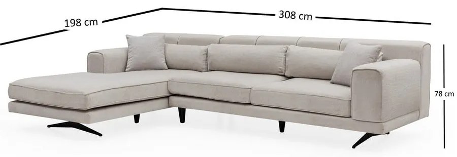 Colțar Artie Jivago bej, colț pe partea stângă