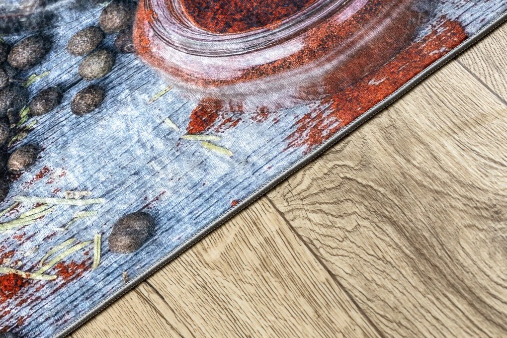 ANDRE 33550 covor lavabil condimente bucatarie, anti-alunecare - albastru / verde