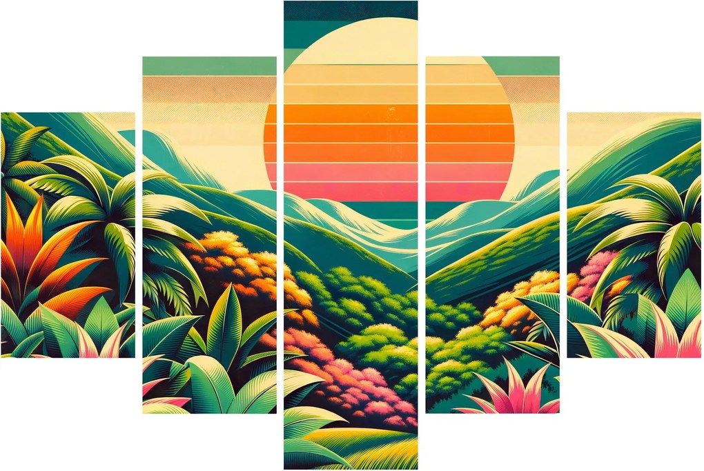 Tablou - Apus de soare multicolor (150x105 cm)