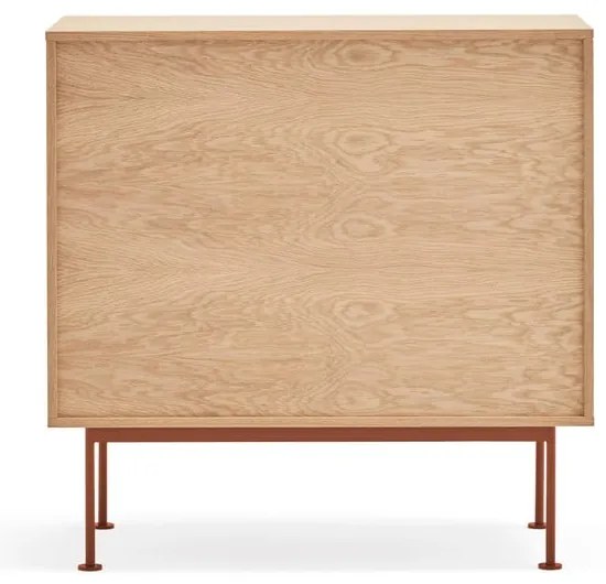 Comodă cu aspect de lemn de stejar Teulat Yoko, roșu cărămiziu