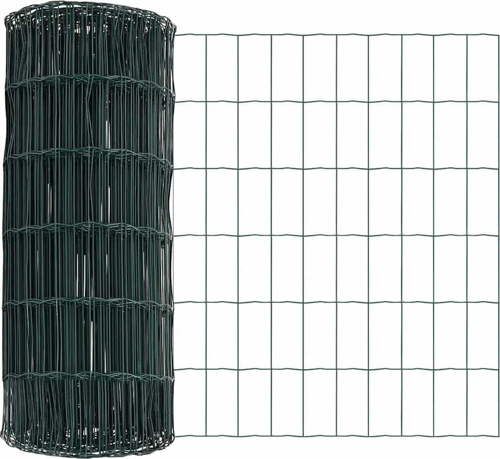 vidaXL Gard Euro Verde 0,4 x 25 m Fier acoperit cu PVC