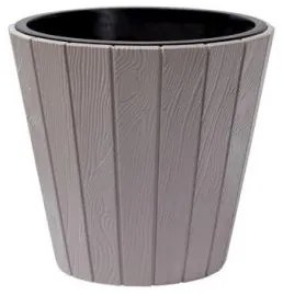 Ghiveci decorativ de flori, rotund, cafeniu, 29.9x28.1 cm, Woode