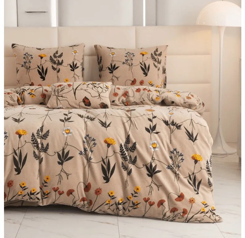 Lenjerie de pat din microplush HERBARIU bej Dimensiune lenjerie de pat: 2 buc 70 x 90 cm | 200 x 220 cm