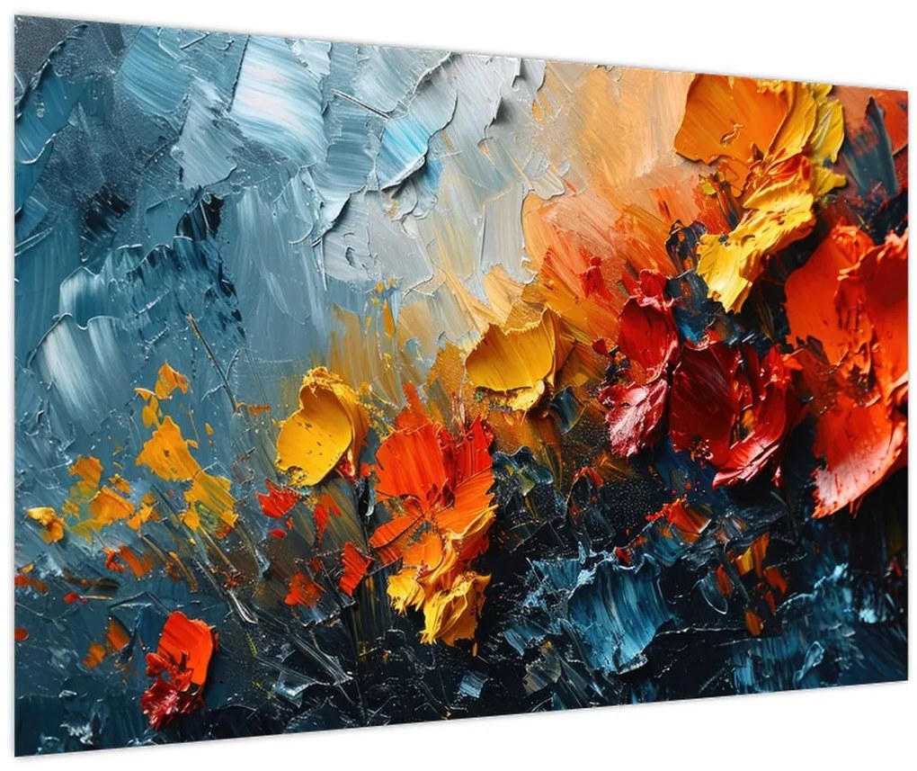 Tablou - Pictură abstractă de flori III. (90x60 cm)