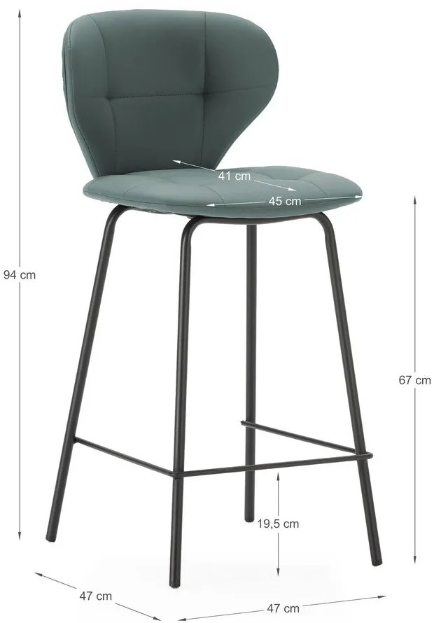 Scaune de bar verde 2 buc. (înălțime șezut 67 cm) Maura – Marckeric