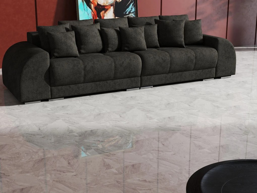 Canapea extensibilă dumonde cu 2 lăzi de depozitare si sezut confortabil din spuma high-density, Verona Enjoy Black 310x100 cm