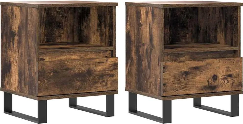 vidaXL Noptiere, 2 buc., stejar fumuriu, 40x35x50 cm, lemn compozit