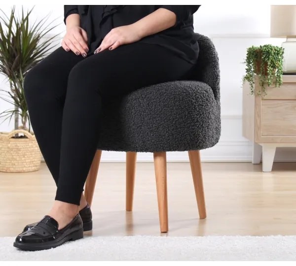 Taburet MIKI, Ø 46 cm, gri închis