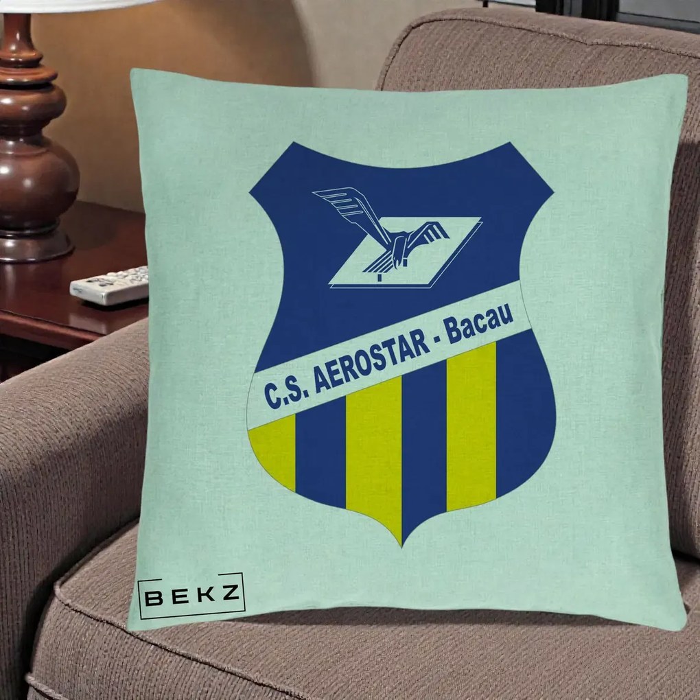 Perna Personalizata CS Aerostar Bacau Fotbal, 40x40 cm, Verde Menta, Husa Detasabila, Perna Inclusa, BEKZ®