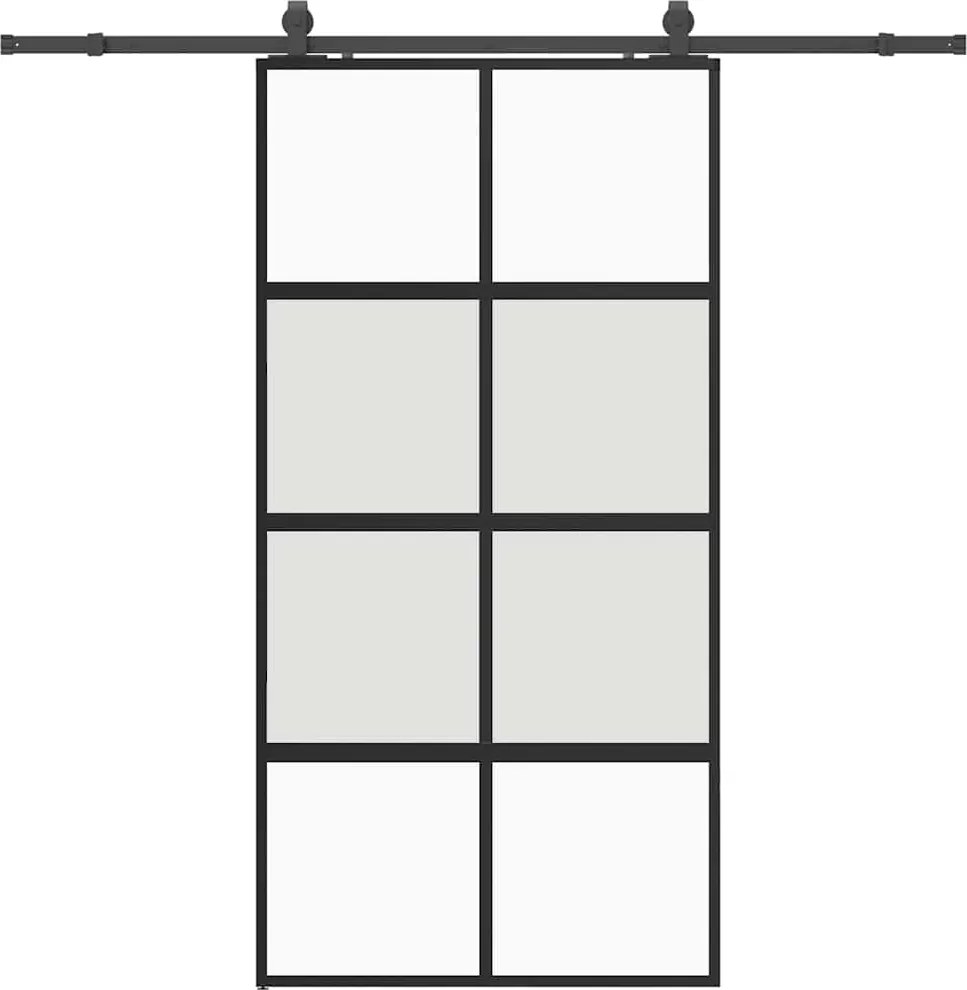 vidaXL Ușă glisantă cu set de feronerie neagră sticlă securizată