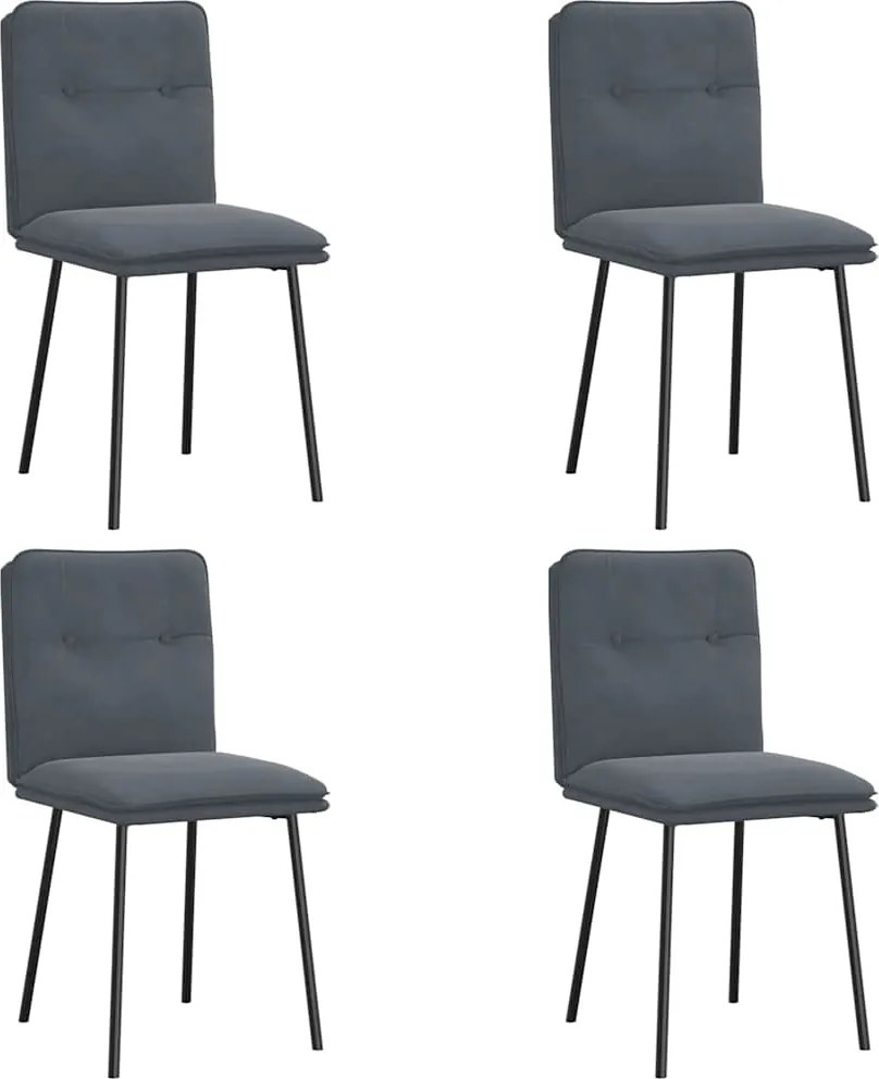 vidaXL Scaune de bucătărie, 4 buc., gri închis, catifea