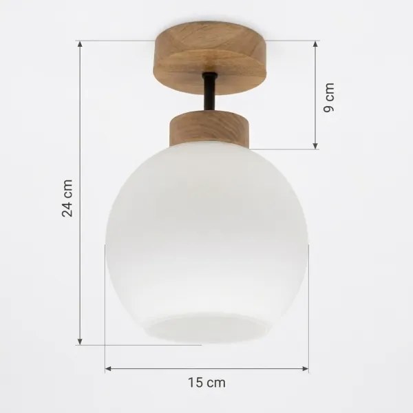 BRILAGI - Lustră LED aplicată RETRO GLASS 1xE27/60W/230V Ø 15 cm stejar/alb