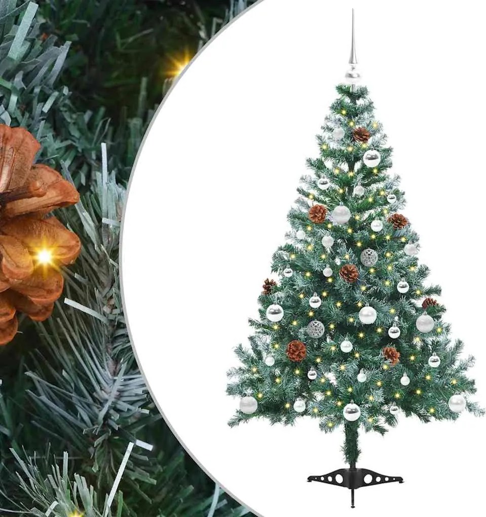 vidaXL Brad de Crăciun artificial cu 150 LED Verde 150 cm PVC și Oțel