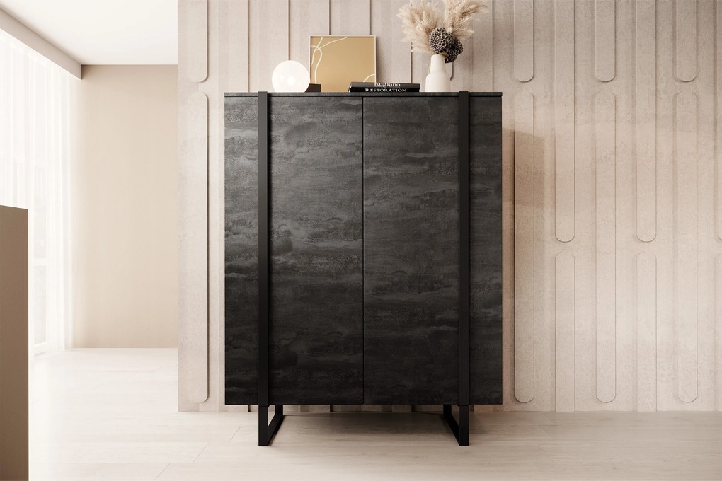 Comodă Verica 120 cm - cărbune / picioare negre