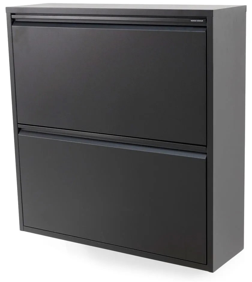 Pantofar negru cu deschidere înclinată din metal 75x77,5x22,5 cm Billy – Spinder Design