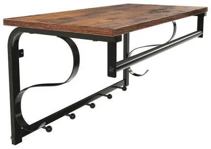 Cuier de perete cu poliță NATE, maro/negru