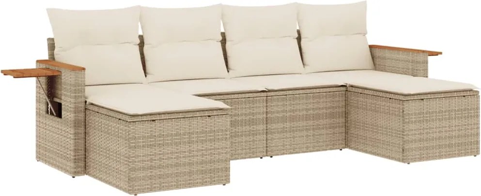 vidaXL Set canapele de grădină cu perne, 6 piese, bej, poliratan