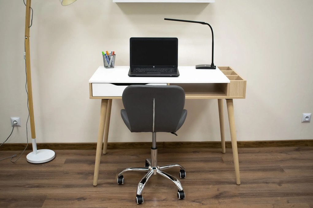 Scaun de birou AVOLA din piele ecologica, gri