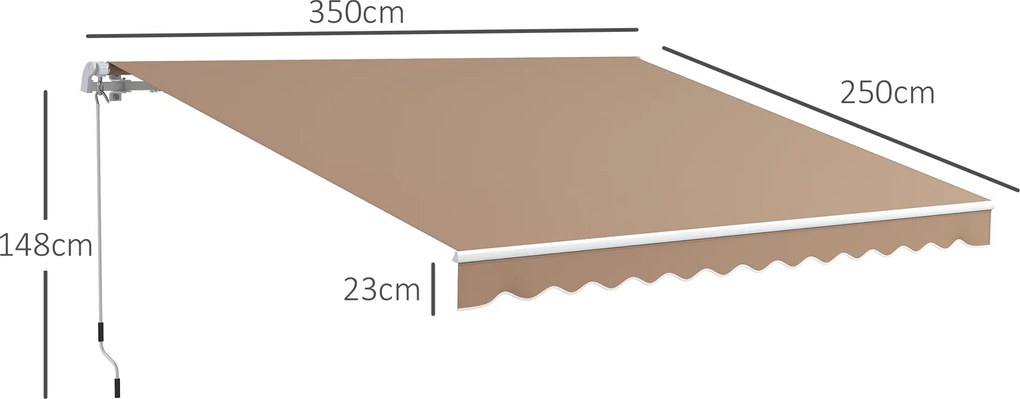 Outsunny Copertină Pliabilă pentru Exterior, Copertină Tip Roll-Up cu Deschidere Manivelă, 350x250 cm, Galben | Aosom Romania