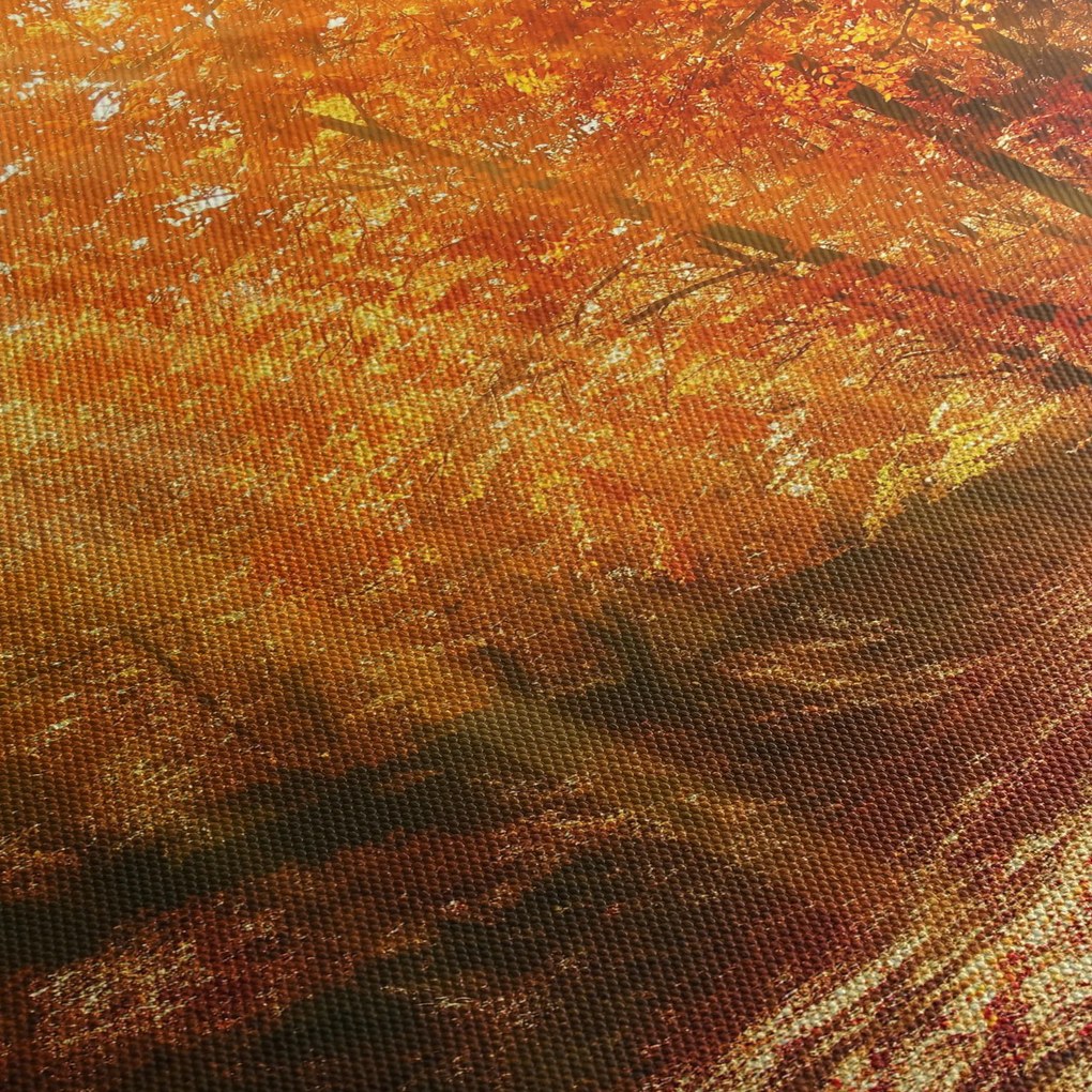 Tablou cu pădurea în toamnă (cu ceas) (90x30 cm)