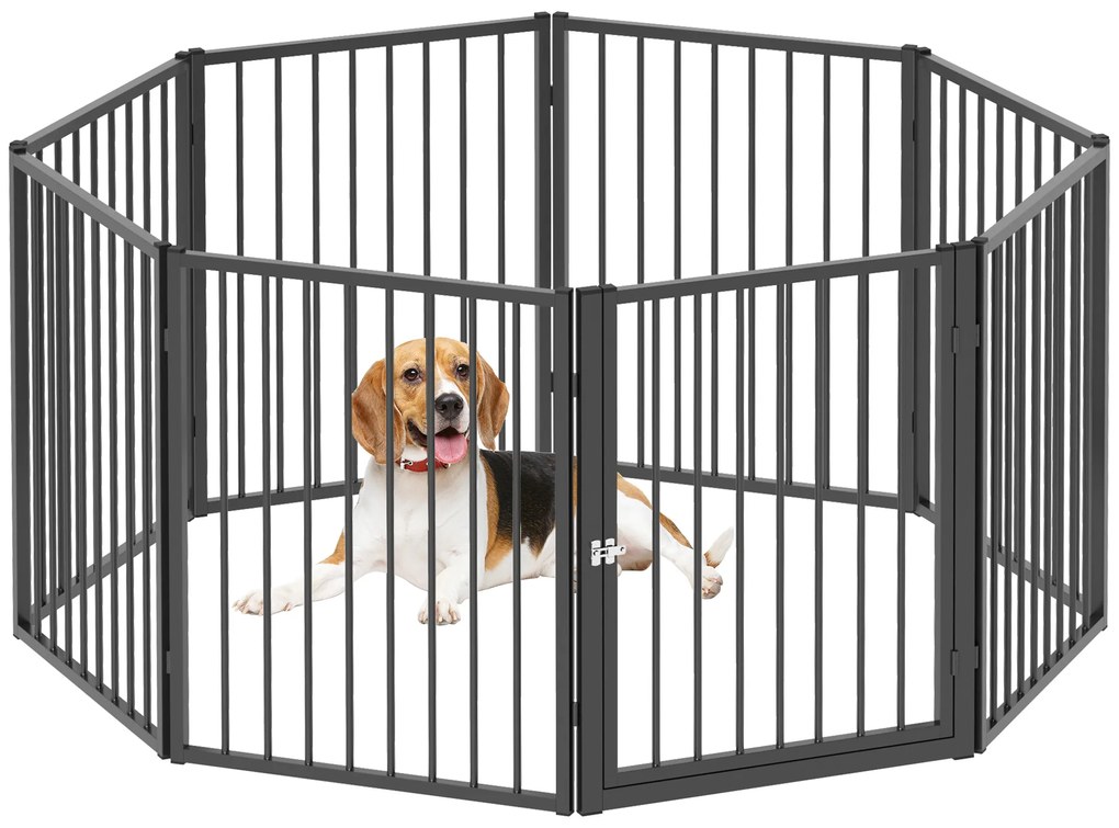 PawHut Parc pentru câini, parc pentru animale, 8 panouri, gard portabil pliabil, sigur, negru | Aosom Romania