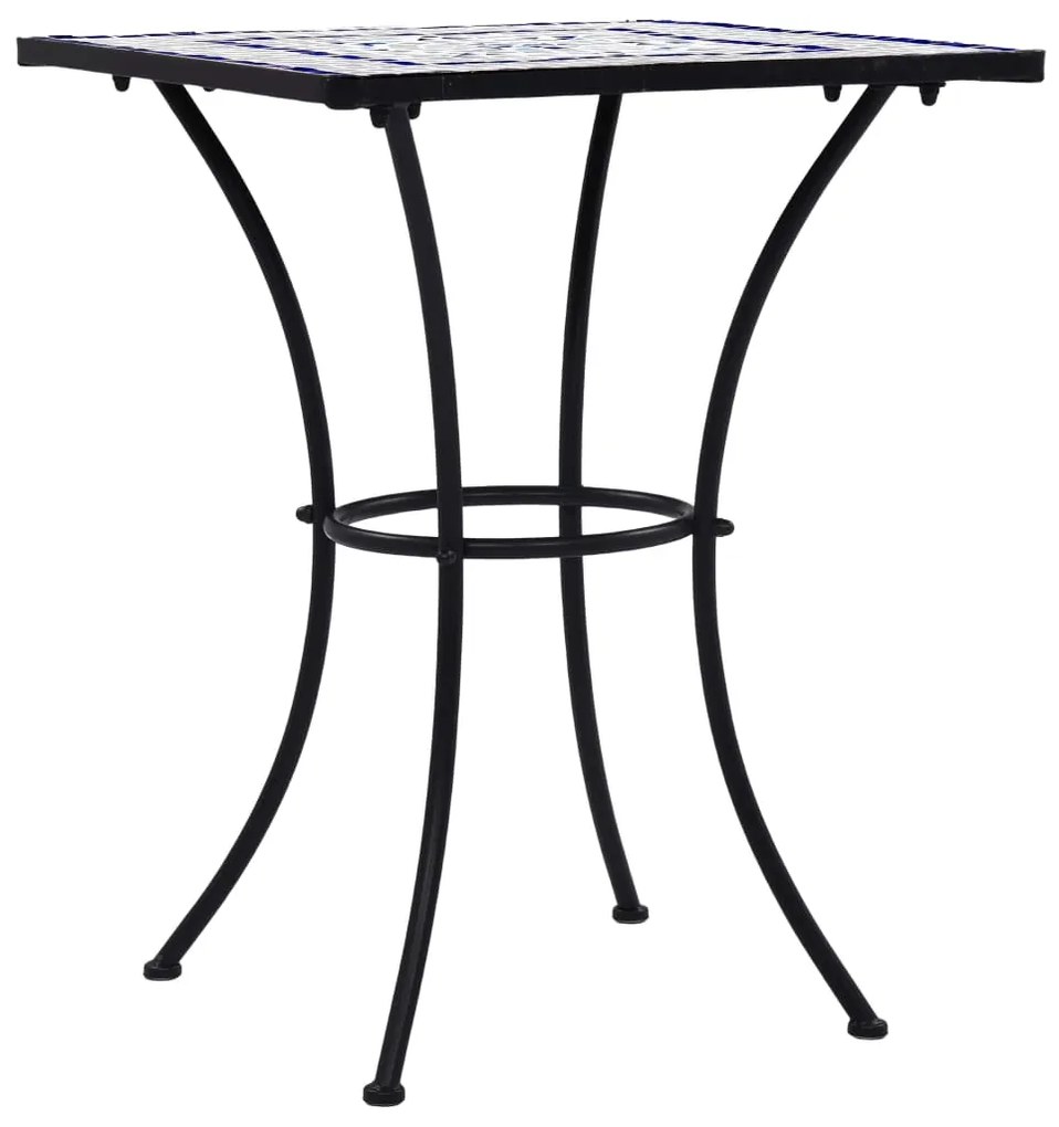 46706 vidaXL Masă de bistro mozaic, albastru și alb, 60 cm, ceramică