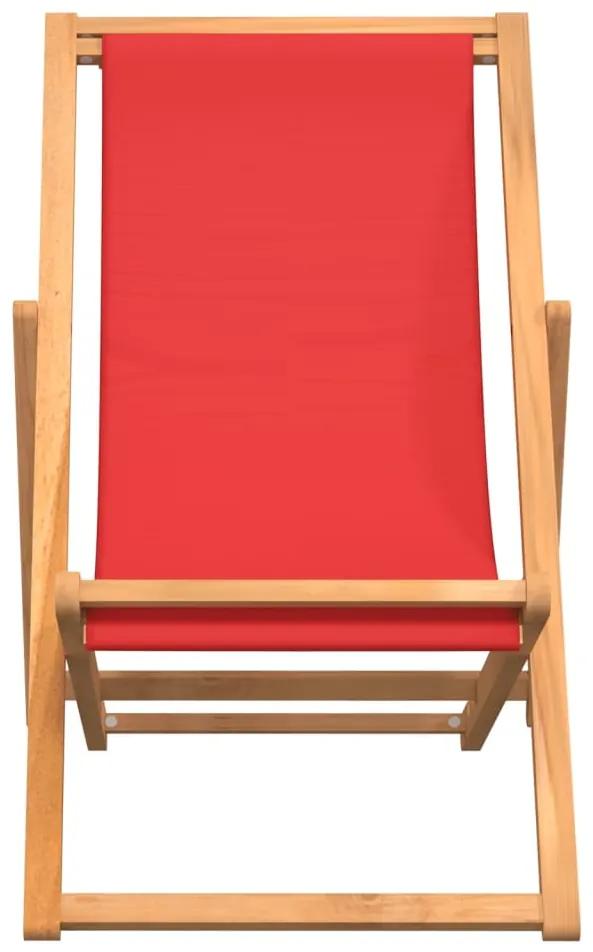 Scaun de plaja pliabil, rosu, lemn masiv de tec 1, Rosu, 56 x 105 x 96 cm
