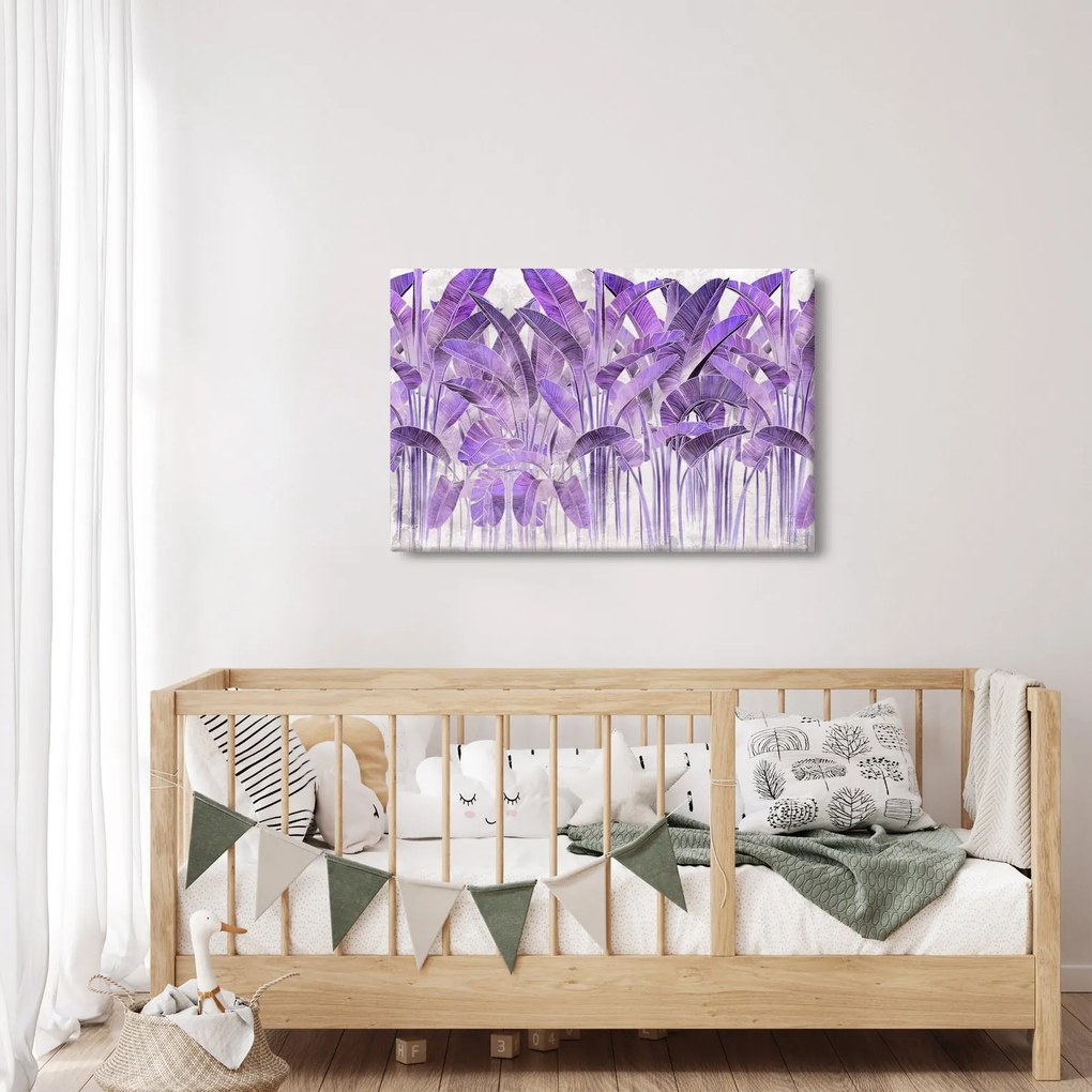 Tablou - Frunze violet în tencuială (90x60 cm)