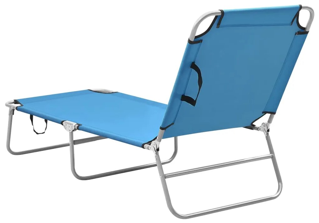 Sezlong de plaja pliabil, albastru turcoaz, otel si material textil 1, turquoise blue