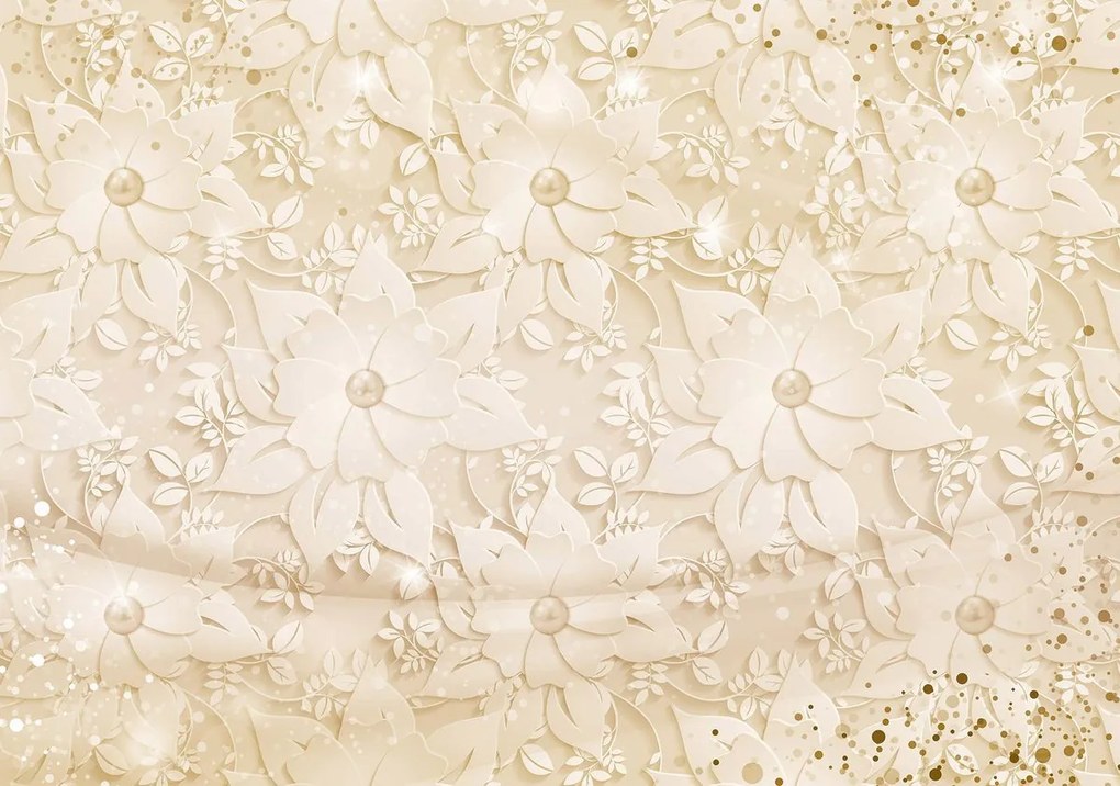 Fototapet - Ornament floral - bej (152,5x104 cm)
