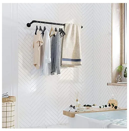 Set 2 sine de haine montaj perete, Songmics, 92 x 30 x 7,5 cm, HSR67BK02, Negru