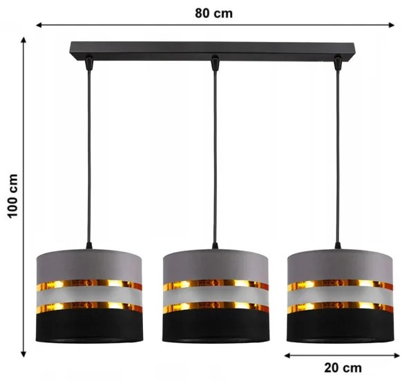 Lustră pe cablu CORAL 3xE27/60W/230V neagră/gri