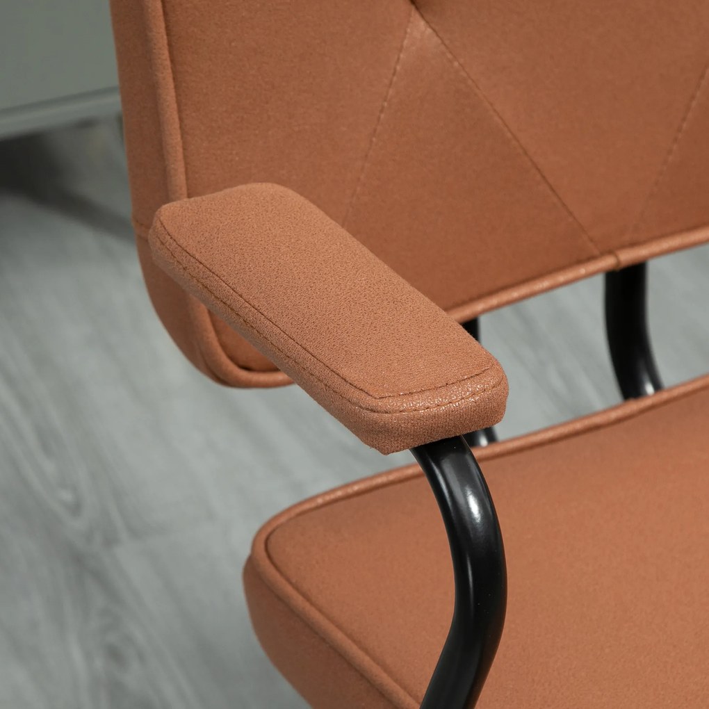 Vinsetto Scaun de birou cu rotile, scaun de birou reglabil inaltime cu functie de leganare rotire 360° inclinabil spuma maro 61 x 58 x 82-91 cm | Aosom Romania