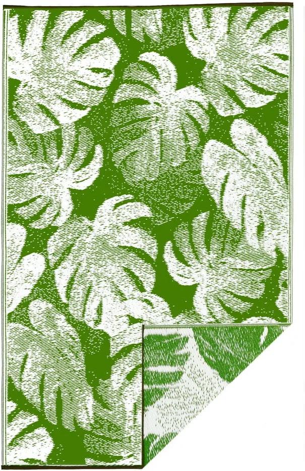 Covor reversibil pentru exterior din plastic reciclat Fab Hab Panama Green, 120 x 180 cm, verde