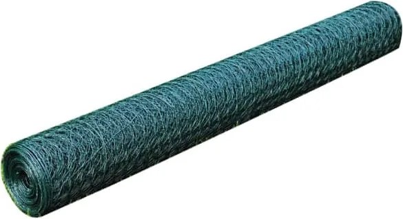 vidaXL Plasă de sârmă găini, verde, 25 x 0,5 m, cu înveliș PVC