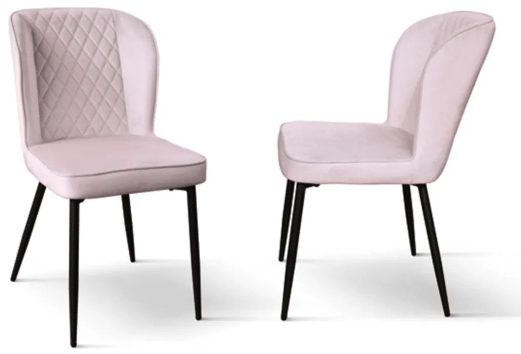 SET 4 Scaune Manta, structura metalica, catifea - ROZ PUDRAT - CATIFEA - NEGRU - STANDARD