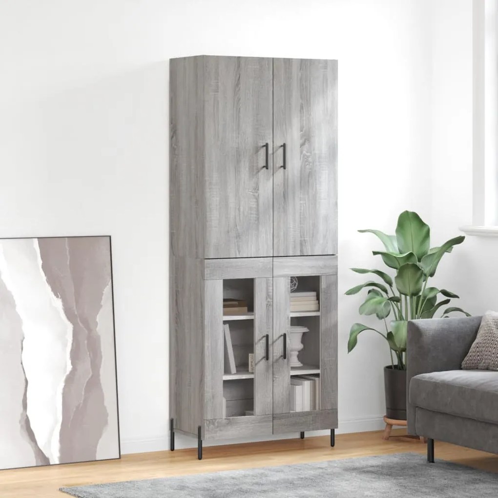 vidaXL Dulap înalt, gri sonoma, 69,5x34x180 cm, lemn compozit