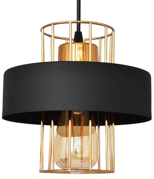 Lustră pe cablu VOLTA 1xE27/15W/230V neagră/aurie