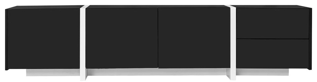 Comodă TV cu dulap jos, bandă LED, 170x30x39 cm, Negru