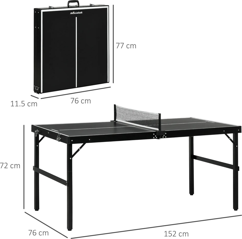 SPORTNOW Masă Pliabilă de Ping Pong cu Fileu și Mâner | Aosom Romania