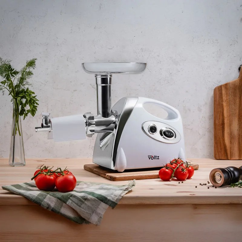 Masina de tocat carne cu accesoriu rosii Voltz V51991A, 1400W, Reverse, Accesorii pentru sosuri si Kubbe, Alb