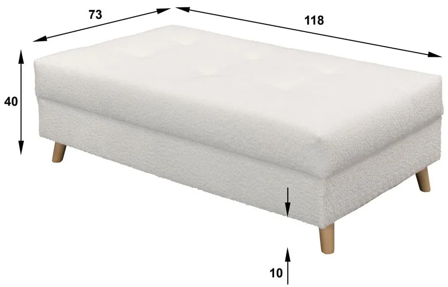 Taburet alb cu tapițerie din stofă bouclé Ariella – Ropez