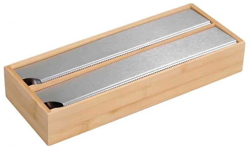 Dispenser pentru folie si hartie de copt Kesper 58042, 2 role pana la 30 cm, Bambus, Maro