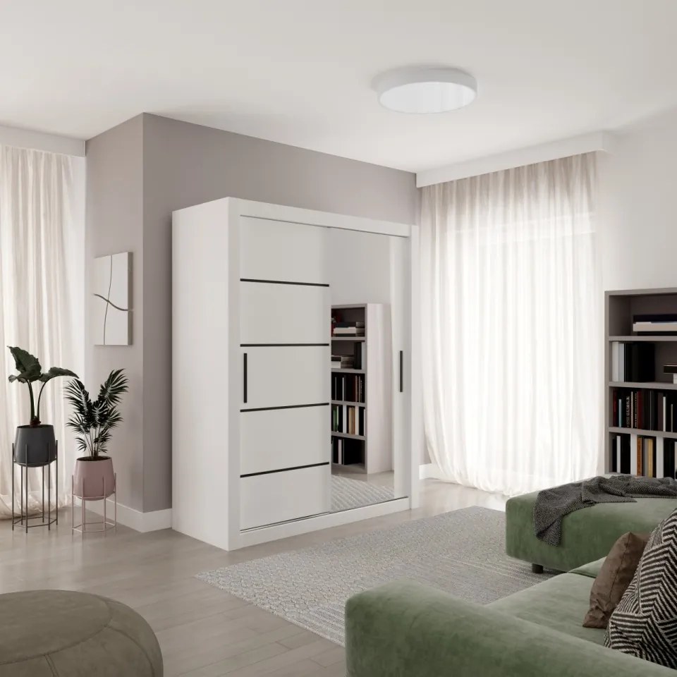 Dulap cu usi glisante 160x200 cm, Mox, ADRK Furniture (Culoare: Artisan)