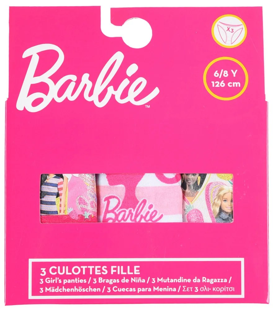 Barbie lenjerie pentru copii, chiloți 3 bucăți/pachet 6/8 ani
