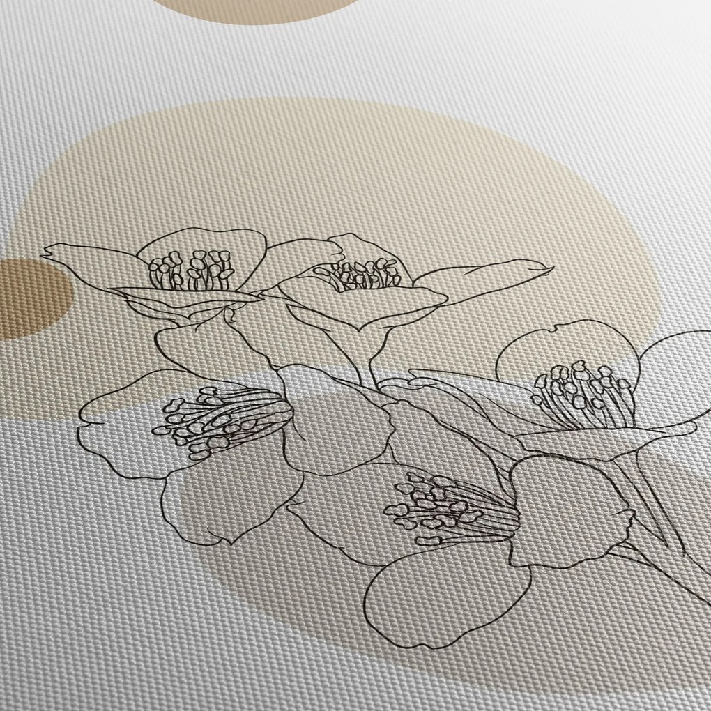Tablou - Flori bej cu fluture N⁰4 (90x60 cm)
