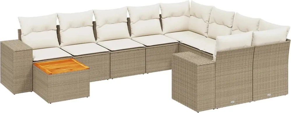 vidaXL Set canapele de grădină cu perne, 10 piese, bej, poliratan