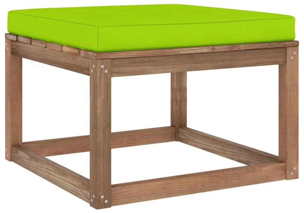 Set mobilier gradina paleti cu perne, 4 piese, lemn pin tratat verde aprins, colt + mijloc + suport pentru picioare + masa, 1