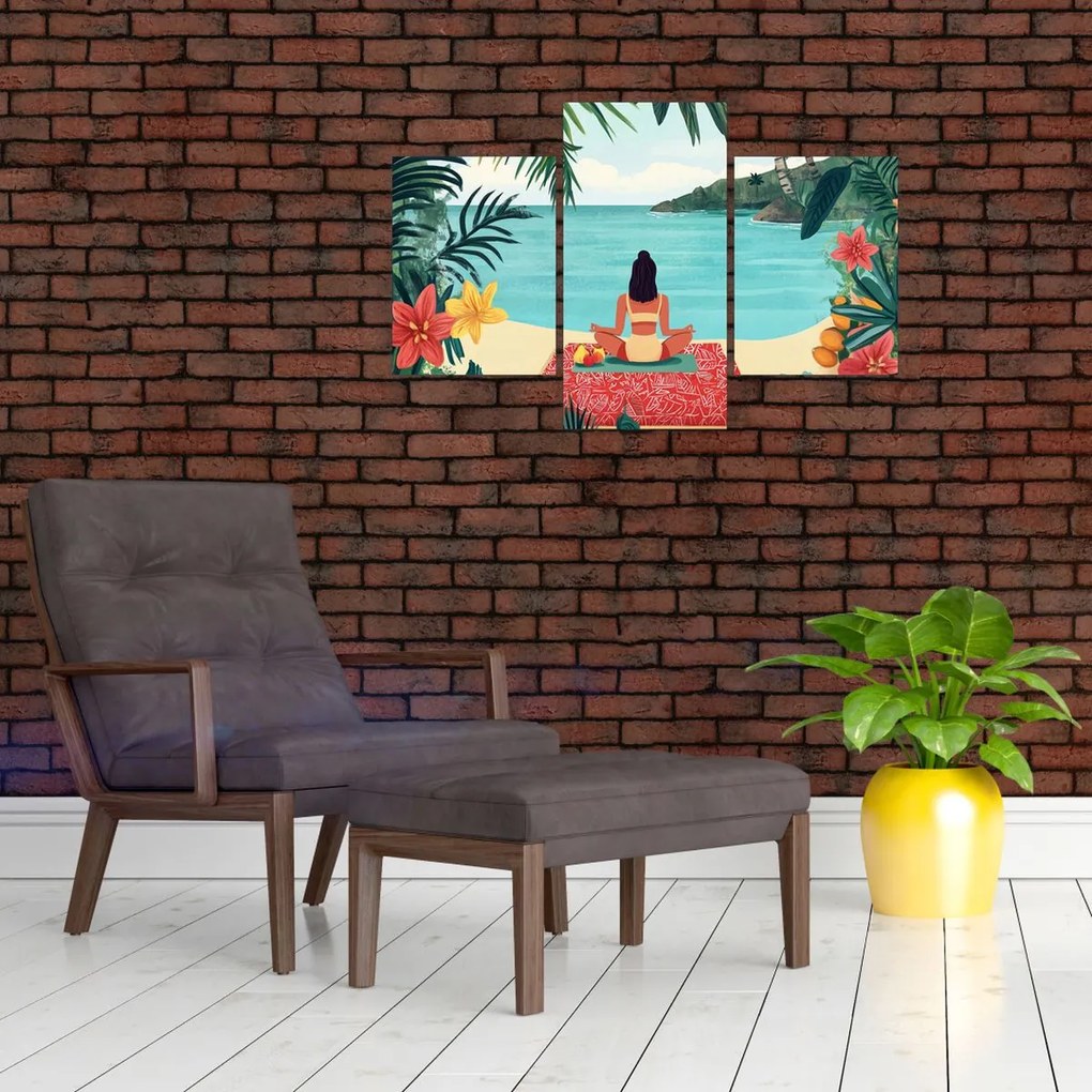 Tablou - Yoghiniță pe plajă (90x60 cm)