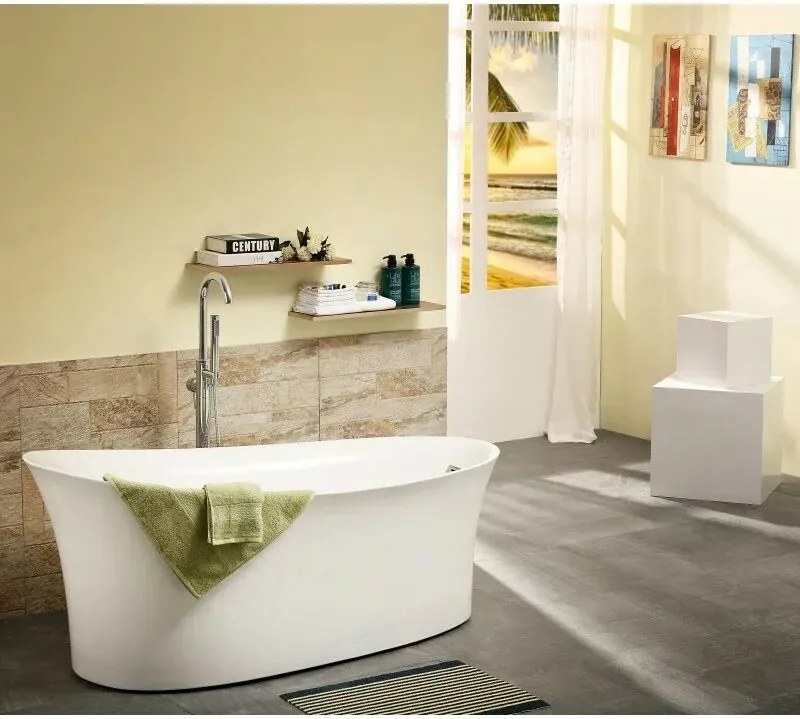 Cada freestanding Inter Ceramic acril alb 170x84 cm cu jeturi de aer